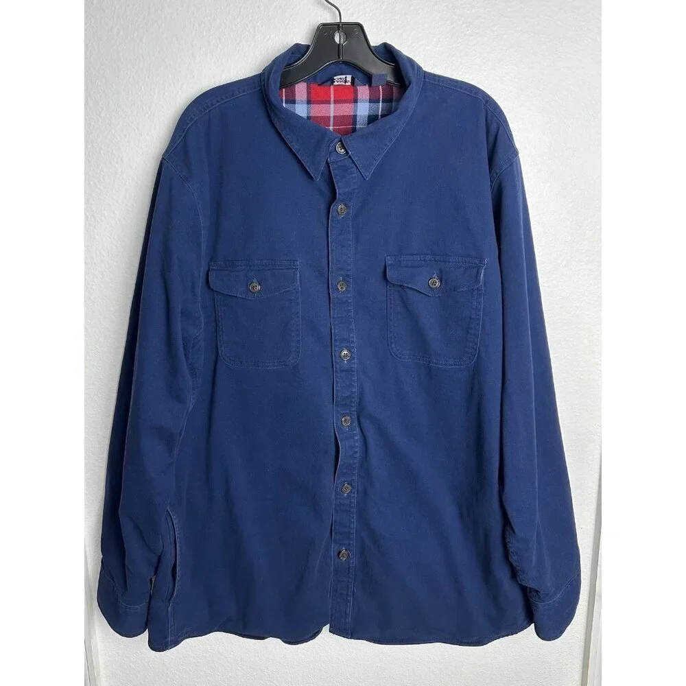 Land's End Shirt Shacket Flannel Lined Work Shirt Jacket Button Front Men Sz XL